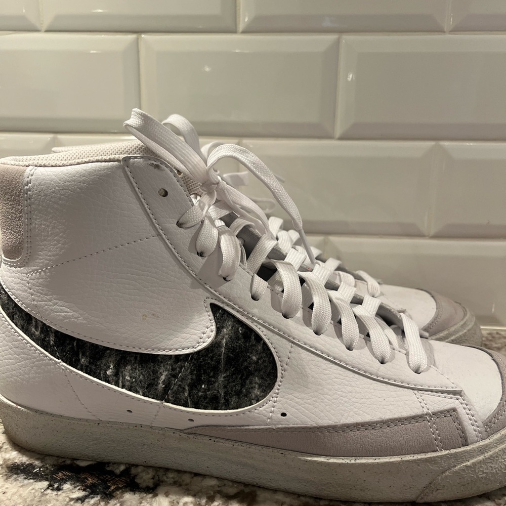 Nike White and Black High-Top Sneakers